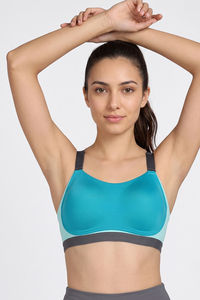 Zelocity High Impact Quick Dry Sports Bra - Enamel Blue — thumbnail 3